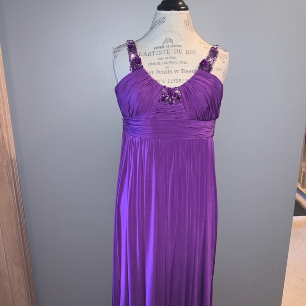 Purple Aidan Maddox Jeweled Prom Dress Size 4